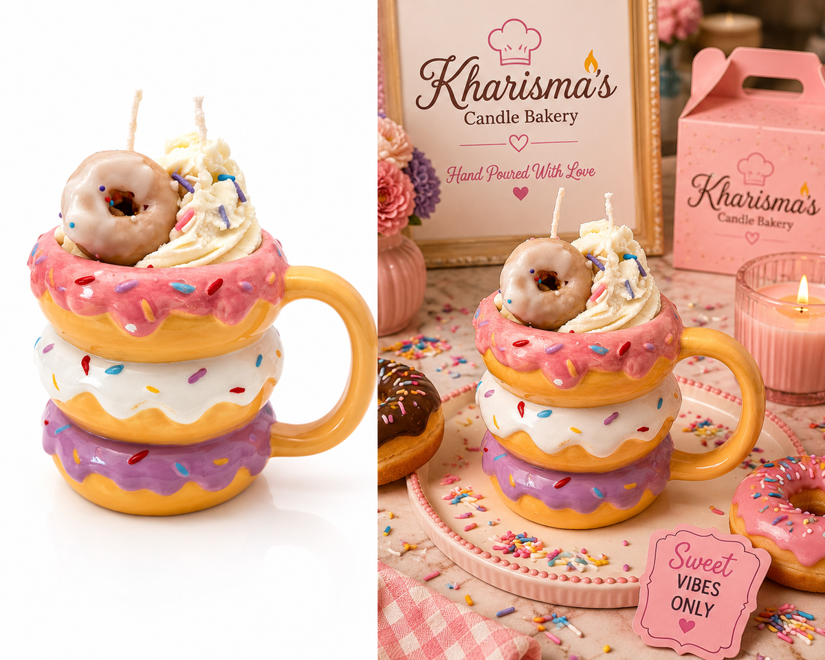 Donut Mug Cake Candle